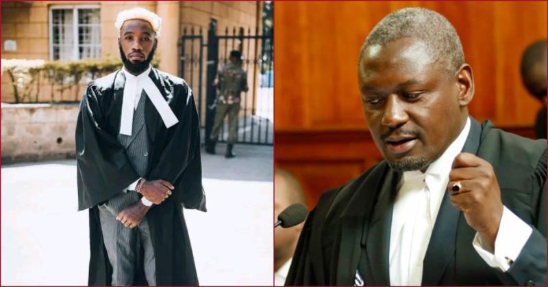 Collaged photos of Brian Mwenda and lawyer Otiende Amollo.